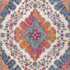 JONATHAN Y Boho Vintage Blue/Multi Indoor Area Rug, Bohemian Flair Medallion - Image 9