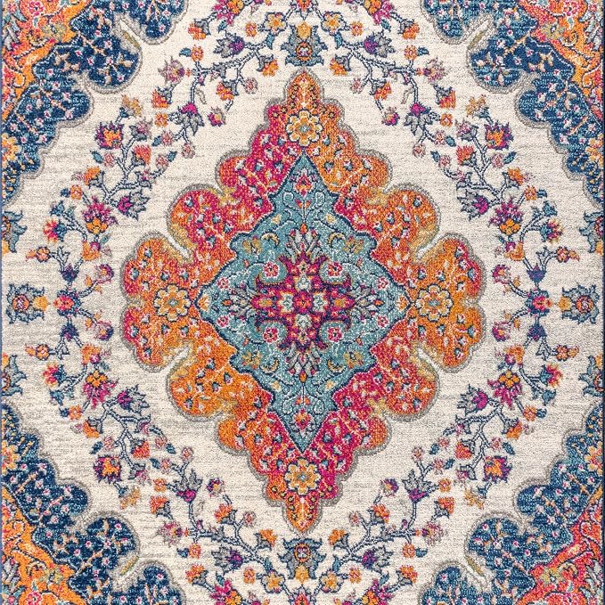 JONATHAN Y Boho Vintage Blue/Multi Indoor Area Rug, Bohemian Flair Medallion - Image 9