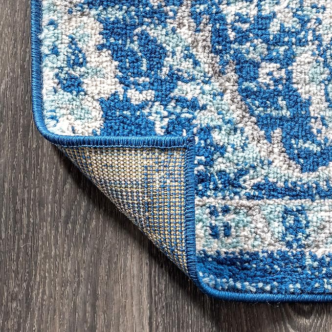 JONATHAN Y Boho Vintage Cream/Blue Indoor Area Rug, Bohemian Flair Medallion - Image 7