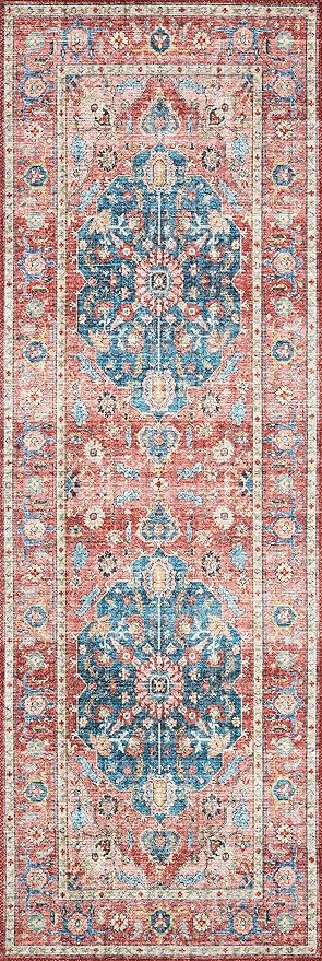 Loloi Skye Collection SKY-05 Brick/Ocean 6'-0" x 6'-0" Round Area Rug - Image 6