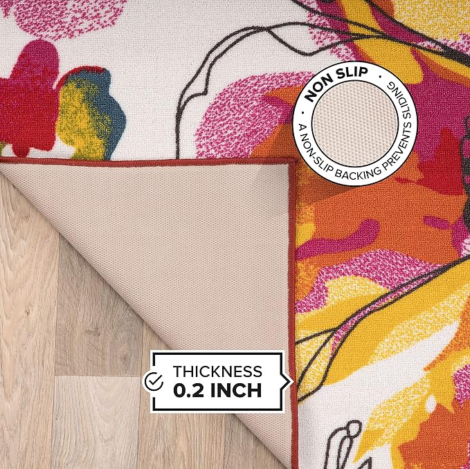 Rugshop Modern Bright Flowers Non-Slip Area Rug 5 X 7 Multi - Image 5