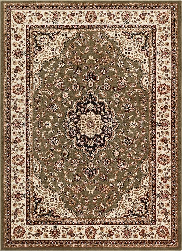 Well Woven Barclay Collection Medallion Kashan Green 8x10 Area Rug - Image 3