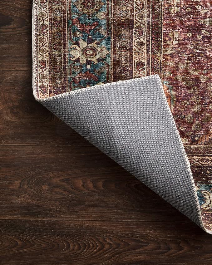Loloi Layla Collection LAY-01 Brick/Blue 9'-0" x 12'-0" .13" Thick Area Rug - Image 8