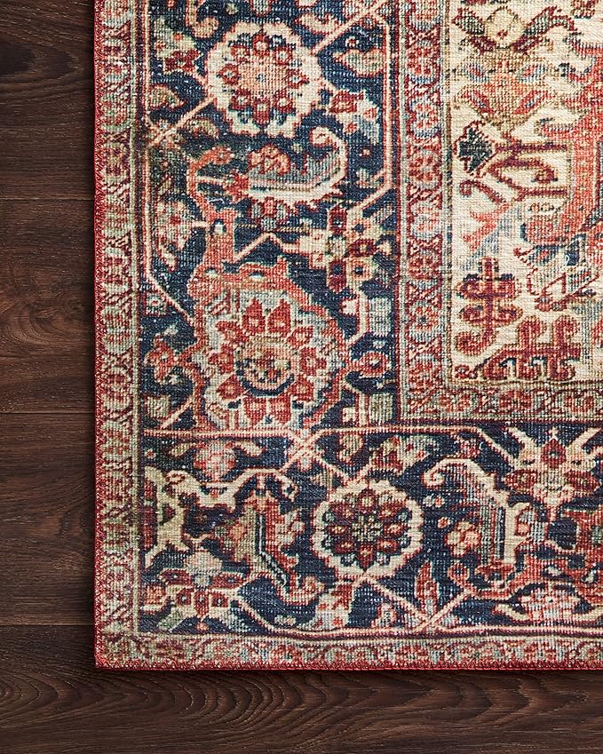 Loloi Layla Collection LAY-08 Red/Navy 2'-3" x 3'-9" .13" Thick Accent Rug - Image 5