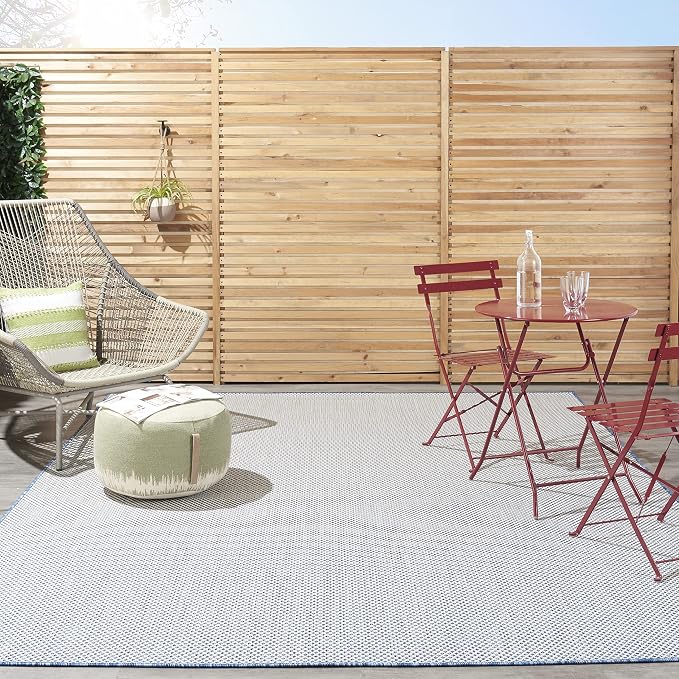 Nourison Home Courtyard Ivory Blue 9' x 12' Area Rug - Image 5