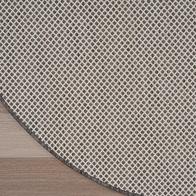 Nourison Home Courtyard Ivory Charcoal 5' x Round Area Rug - Image 6
