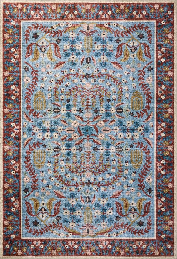 Loloi Rifle Paper Co. Canopy Collection CNP-03 Red/Blue 3'-9" x 3'-9" Round - Image 2