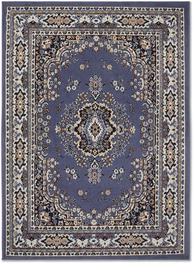Home Dynamix Premium Sakarya Traditional Medallion Border Area Rug, Country Blue - Image 4