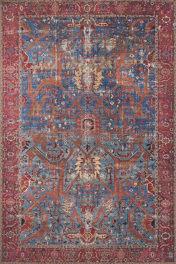 Loloi Loren Collection LQ-10 Blue/Red 5'-0" x 7'-6" Area Rug by Loloi