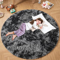Andency Tie-Dyed Dark Grey Round Area Rug by Andency