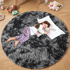Andency Tie-Dyed Dark Grey Round Area Rug by Andency