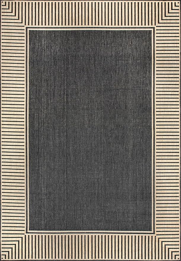 Nuloom Asha Dark Grey/Ivory, Striped Border, Soft and Cozy, High Traffic - Image 3