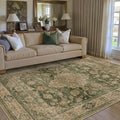 HUGEAR 3x5 Entryway Area Rug Retro Green Small Rug Machine Washable Door Mat by HUGEAR
