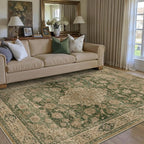 HUGEAR 3x5 Entryway Area Rug Retro Green Small Rug Machine Washable Door Mat by HUGEAR