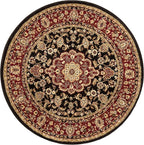 Well Woven Barclay Collection Medallion Kashan Black 5 ft Round Rug - Image 3