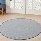Nourison Home Courtyard Ivory Blue 5' x Round Area Rug by NourisonHome