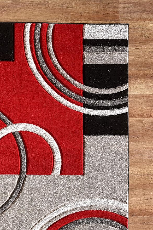 GLORY RUGS Area Rug Modern 8x10 Red Soft Hand Carved Contemporary Floor Carpet - Image 3