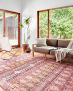 Loloi Layla Collection LAY-15 Magenta/Multi 7'-6" x 9'-6" .13" Thick Area Rug by Loloi