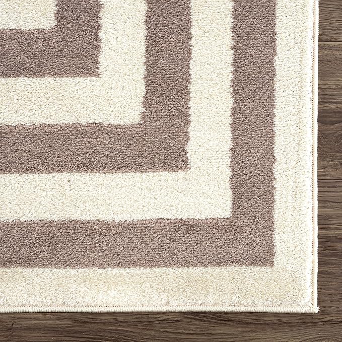 Abani Contemporary Beige & Ivory 7'9" x 10'2" Area Rug, Contrasting Geometric - Image 6