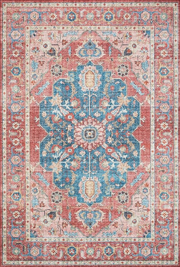 Loloi Skye Collection SKY-05 Brick/Ocean 8'-0" x 8'-0" Round Area Rug - Image 2