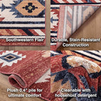 Well Woven Tulsa Lea Crimson Traditional Southwestern Tribal Runner Rug - Image 5