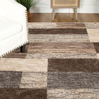 SUPERIOR Indoor Area Rug, Jute Backed, Modern Geometric Patchwork Floor Decor - Image 6