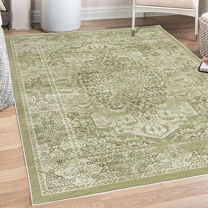Ambesonne Victorian Decorative Rug, Floral Swirls Weathered Look Blooming by Ambesonne