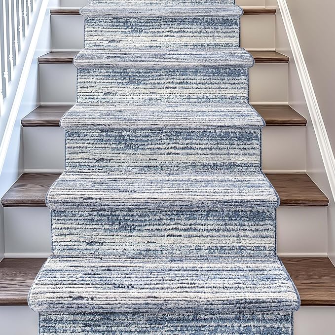 Well Woven Custom Size Hallway & Stair Runner- Harlow Delphi Blue 31 Inches by WellWovenRugs