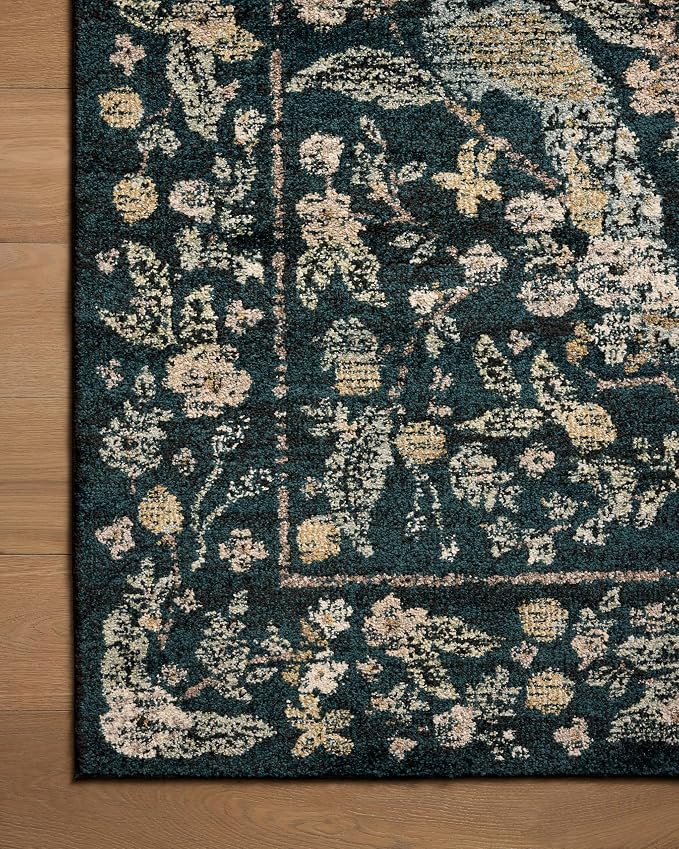 Loloi Rifle Paper Co. Laurel Collection LAU-05 Navy/Multi 2'-8" x 4' Accent Rug - Image 4