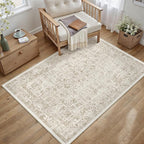 Light Brown Area Rug 4x6 Office Entryway Rug Machine Washable Kitchen Vintage - Image 6