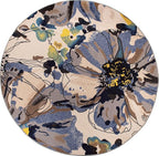 Rugshop Cream Bright Flowers Non Slip Non-Shedding Round Area Rug - Image 2