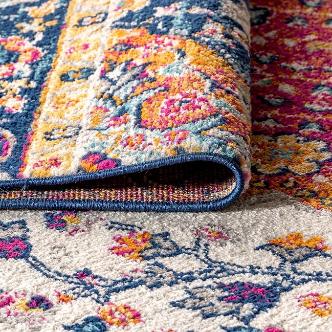 JONATHAN Y Boho Vintage Blue/Multi 6' Round Area Rug, Bohemian Flair Medallion - Image 5