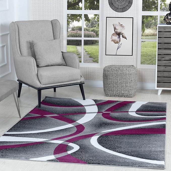 GLORY RUGS Modern Area Rug 8x10 Grey Swirls Carpet Bedroom Living Room by GLORYRUGS