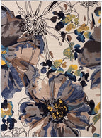 Rugshop Cream Bright Flowers Non Slip Non-Shedding Area Rug - Image 3