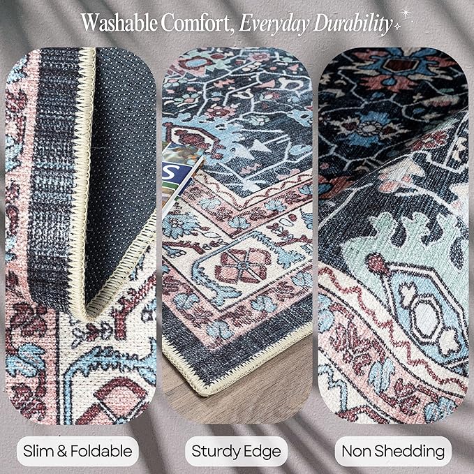 Fame Rugs Turkish Rug. Washable Vintage Oriental Antique Inspired Traditional - Image 3
