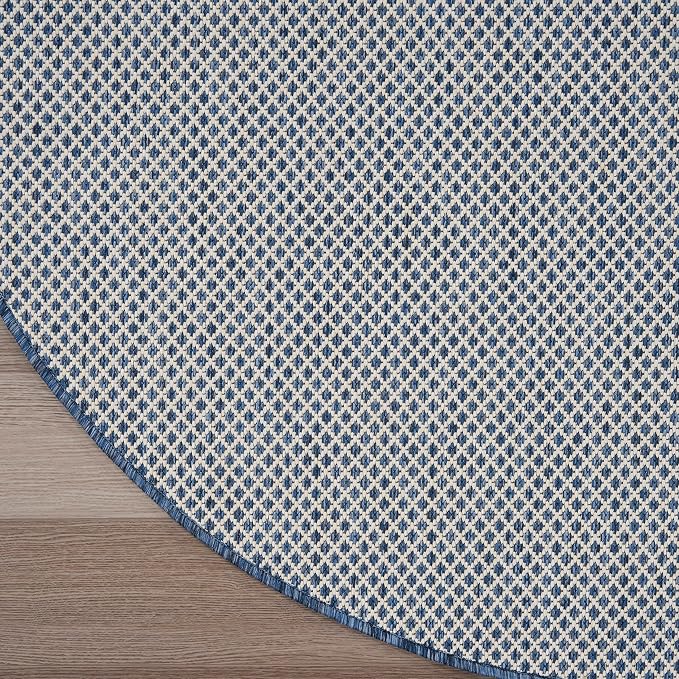 Nourison Home Courtyard Ivory Blue 5' x Round Area Rug - Image 7