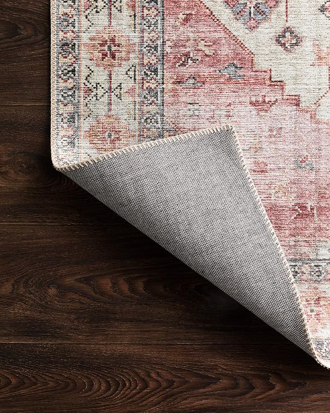 Loloi Skye Collection SKY-02 Ivory/Berry 7' x 9' Oval Area Rug - Image 8
