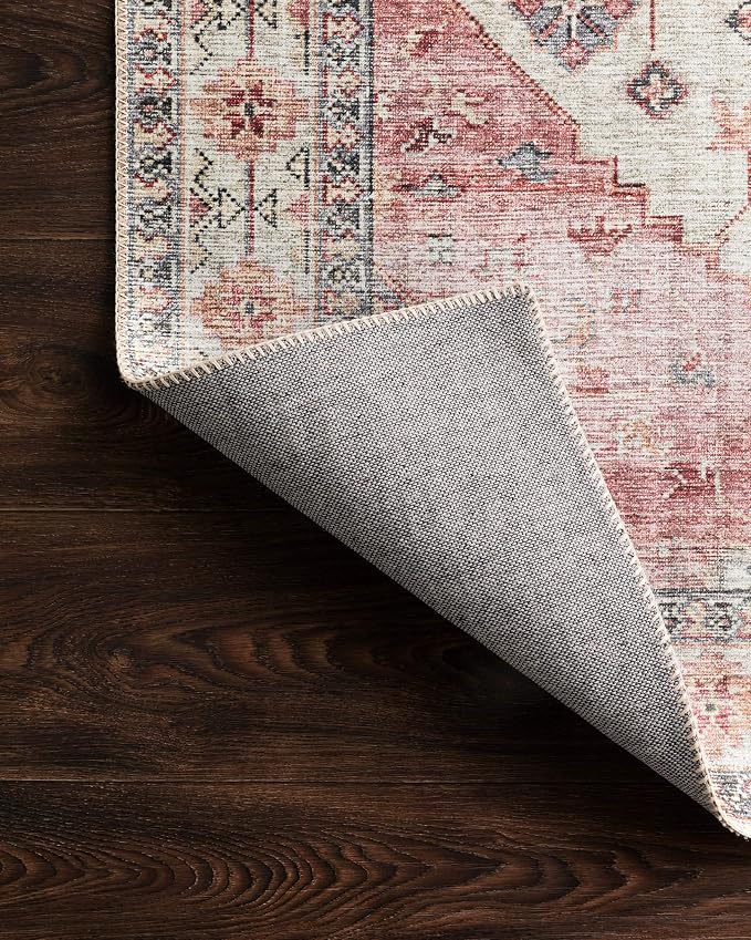 Loloi II Skye Collection SKY-02 Ivory/Berry 2'-6" x 7'-6" Runner Rug - Image 8