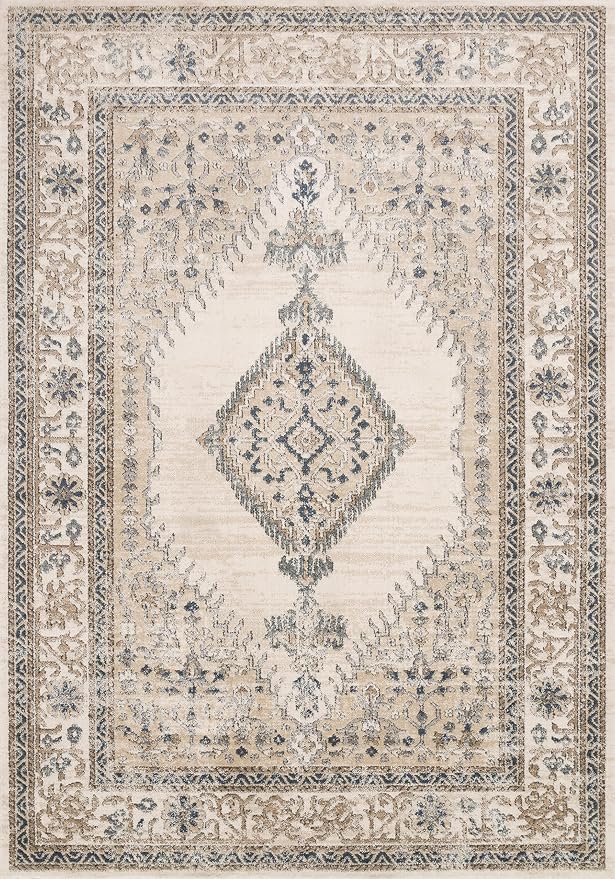 Loloi Teagan Collection TEA-02 Oatmeal/Ivory 5'-3" x 7'-6" Area Rug, Soft - Image 5