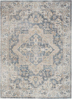 Nourison Home Astra Machine Washable Traditional Grey/Blue 6'7" x 9' Area Rug - Image 4