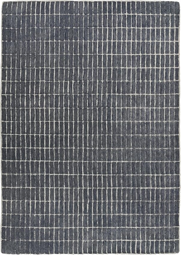 Hand-Tufted 100% Wool Area Rug – Unique Modern Geometric Grid Pattern, Soft by RestorationandRenovation