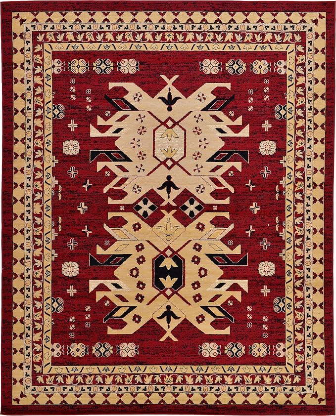 Unique Loom Taftan Collection Border Geometric Tribal Inspired Design Area Rug - Image 13