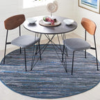 SAFAVIEH Rag Rug Collection 6' Round Ink / Multi RAR121C Handmade Boho Stripe by SAFAVIEH