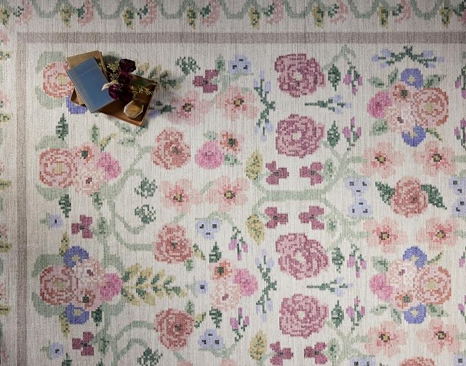 Loloi Rifle Paper Co. Rosa Collection RSA-01 Ivory 2'-6" x 12'-0" Runner Rug - Image 3
