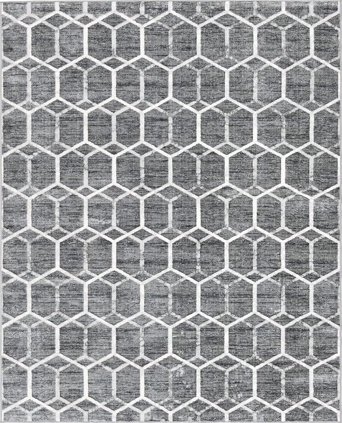 Rugs.com Lattice Trellis Collection Rug – 8' x 10' Gray Low-Pile Rug Perfect - Image 3