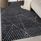 Rugshop Geometric Diamond Stripe Shag Area Rug Anthracite Dark Gray 4' x 6' - Image 8