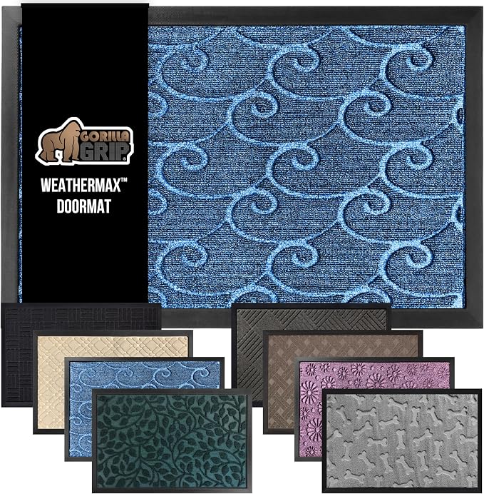 GORILLA GRIP 100% Waterproof All-Season WeatherMax Doormat 35x23, US Designed by GorillaGrip