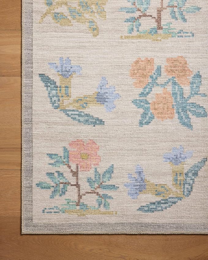 Loloi Rifle Paper Co. Rosa Collection RSA-03 Cream 2'-6" x 9'-6" Runner Rug - Image 4