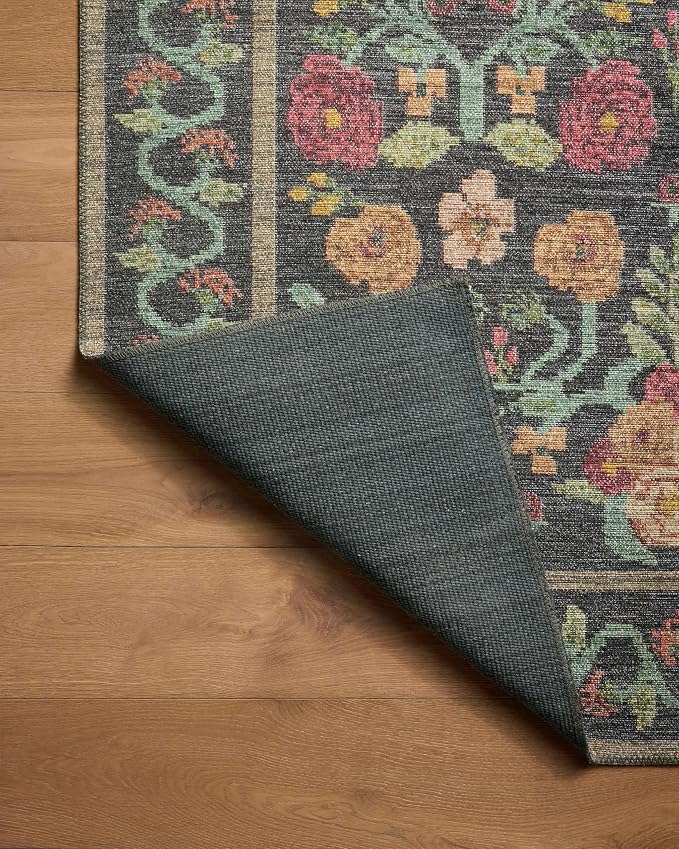 Loloi Rifle Paper Co. Rosa Collection RSA-01 Black 2'-0" x 5'-0" Accent Rug - Image 5