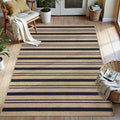 Tangsoo Stripe Easy Jute Rug, Ultra Thin 3x5 Washable Area Rug by Tangsoo